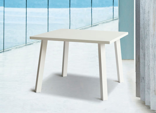 Whiteline Rio Indoor/Outdoor Square Aluminum Dining Table, Matte White, Powder-Coated Finish DT1593S-WHT - GOLD STAR Dining