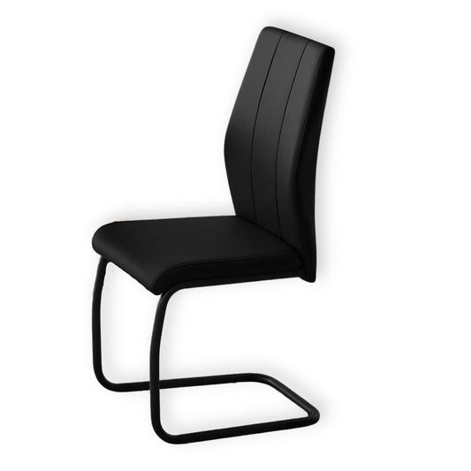 black Upholstered Black Leather Look Metal Set of 2 Dining Chair goldstardining.com