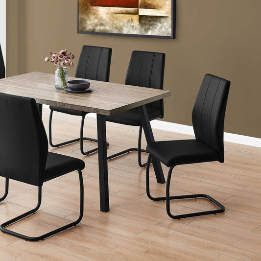 black lifestyle Upholstered Black Leather Look Metal Set of 2 Dining Chair goldstardining.com