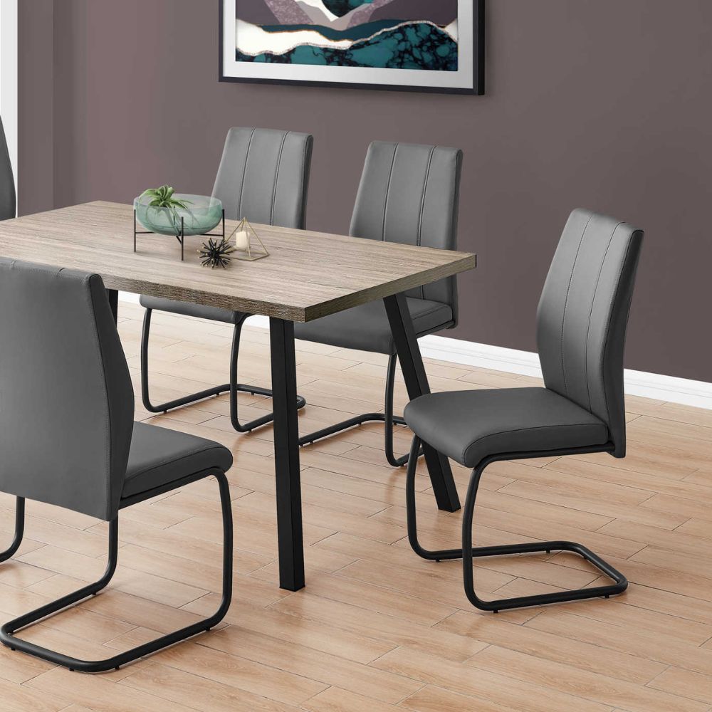 black Upholstered Black Leather Look Metal Set of 2 Dining Chair goldstardining.com