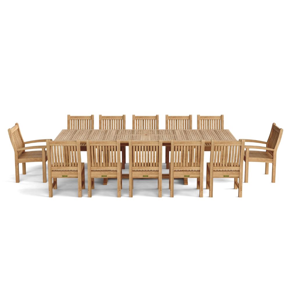 Anderson Teak Valencia Sahara 13-Pieces Rectangular Dining Set Set-90