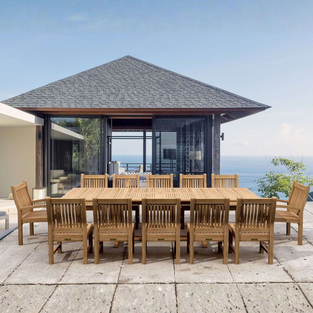 Anderson Teak Valencia Sahara 13-Pieces Rectangular Dining Set Set-90