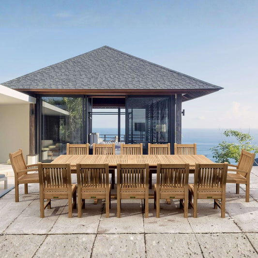 Anderson Teak Valencia Sahara 13-Pieces Rectangular Dining Set Set-90