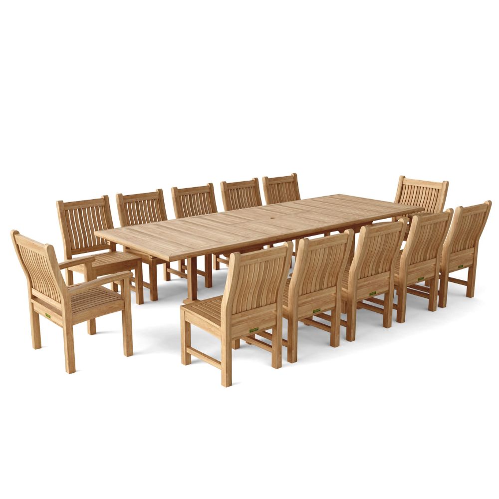 Anderson Teak Valencia Sahara 13-Pieces Rectangular Dining Set Set-90