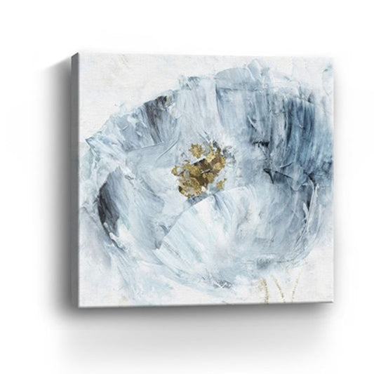20" x 20" Watercolor Abstract Gray Blue Flower II Canvas Wall Art