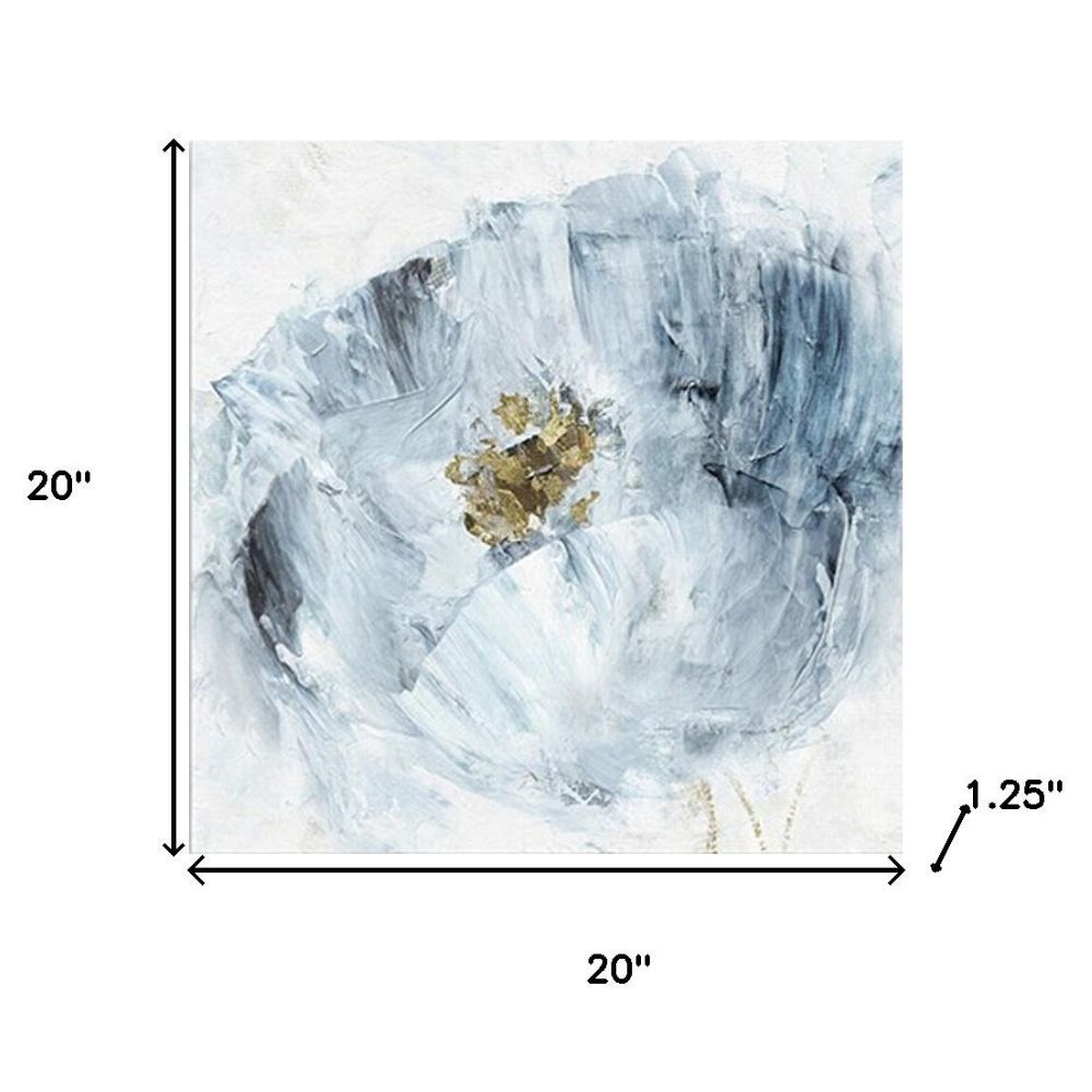 20" x 20" Watercolor Abstract Gray Blue Flower II Canvas Wall Art