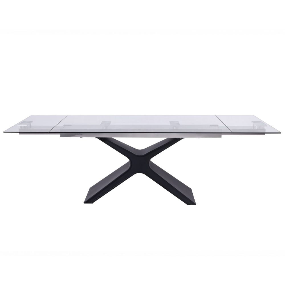 extended West Tempered Glass Top Extendable Dining Table, goldstardining.com