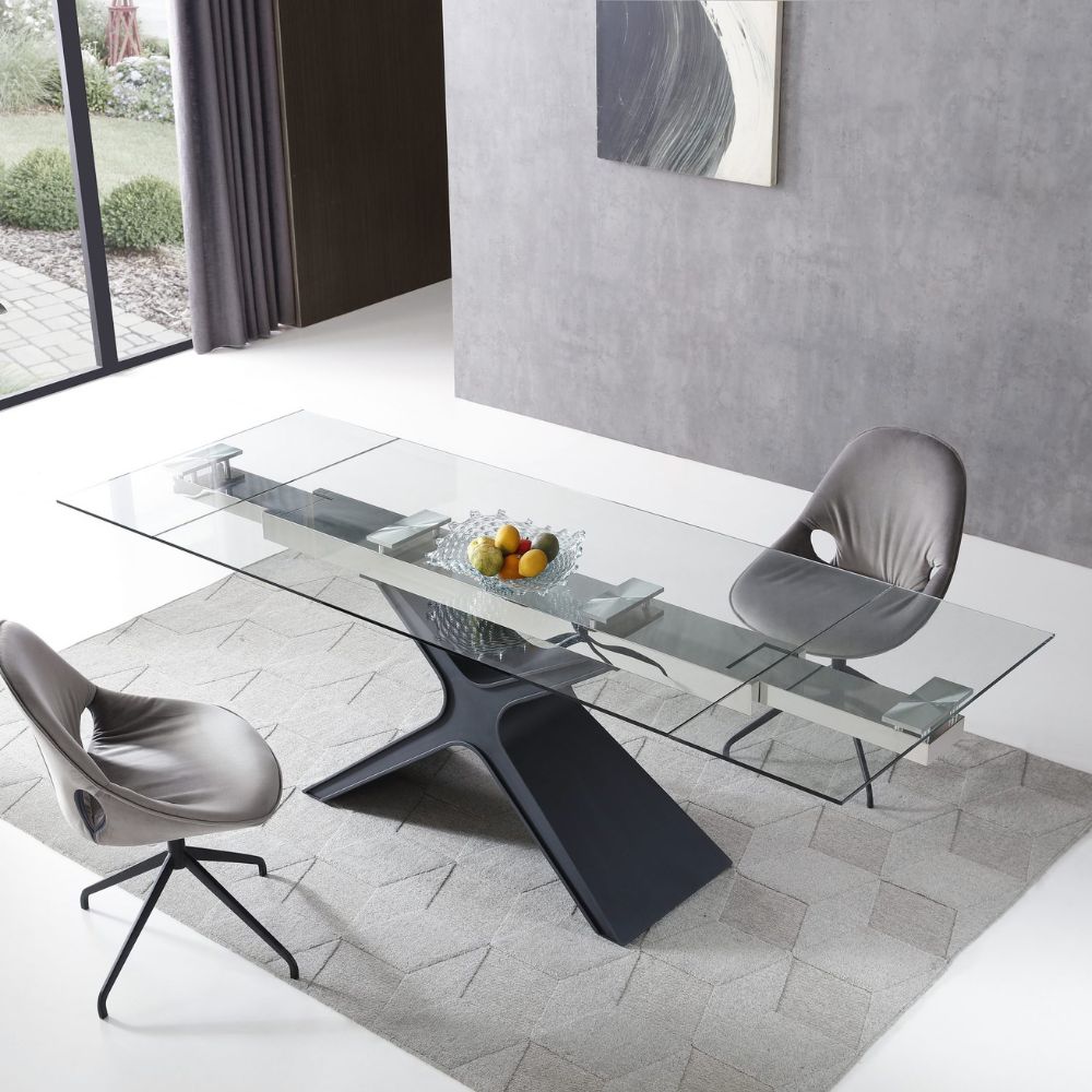 lifestyle West Tempered Glass Top Extendable Dining Table, goldstardining.com