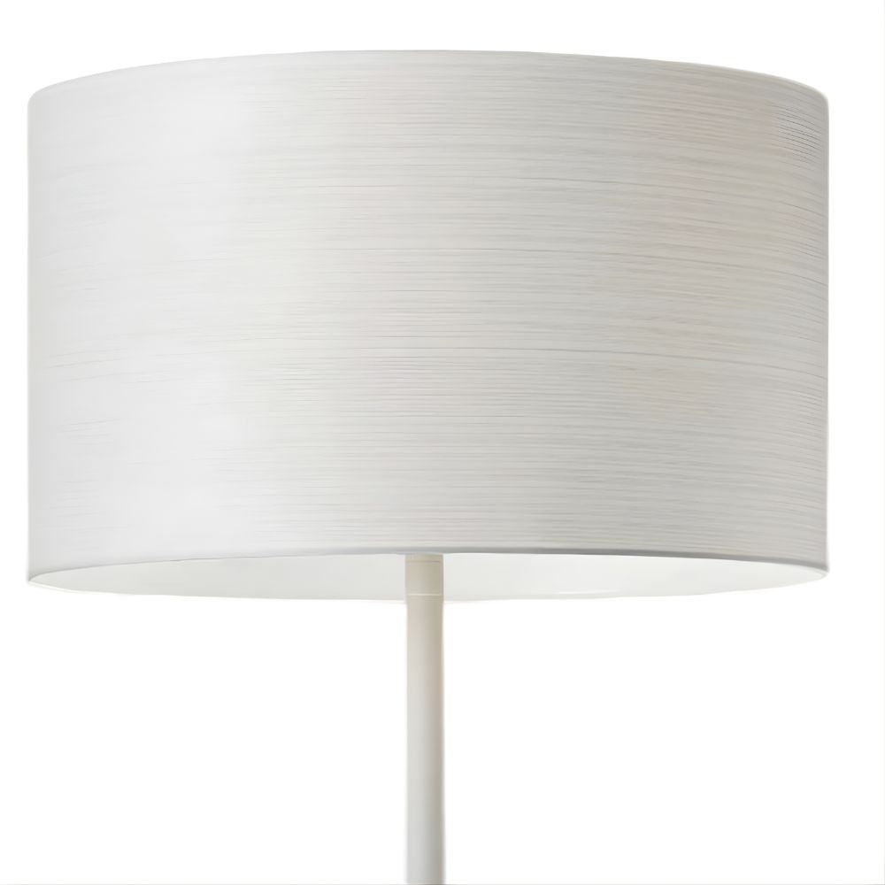 60" White Floor Lamp With White Fabric Drum Shade