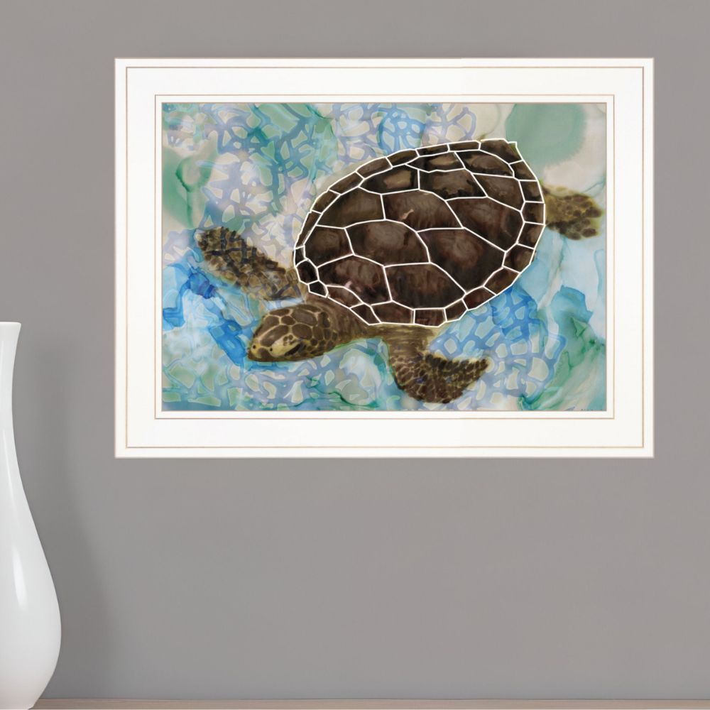 White Framed Sea Turtles Collage II 1 Print Wall Art