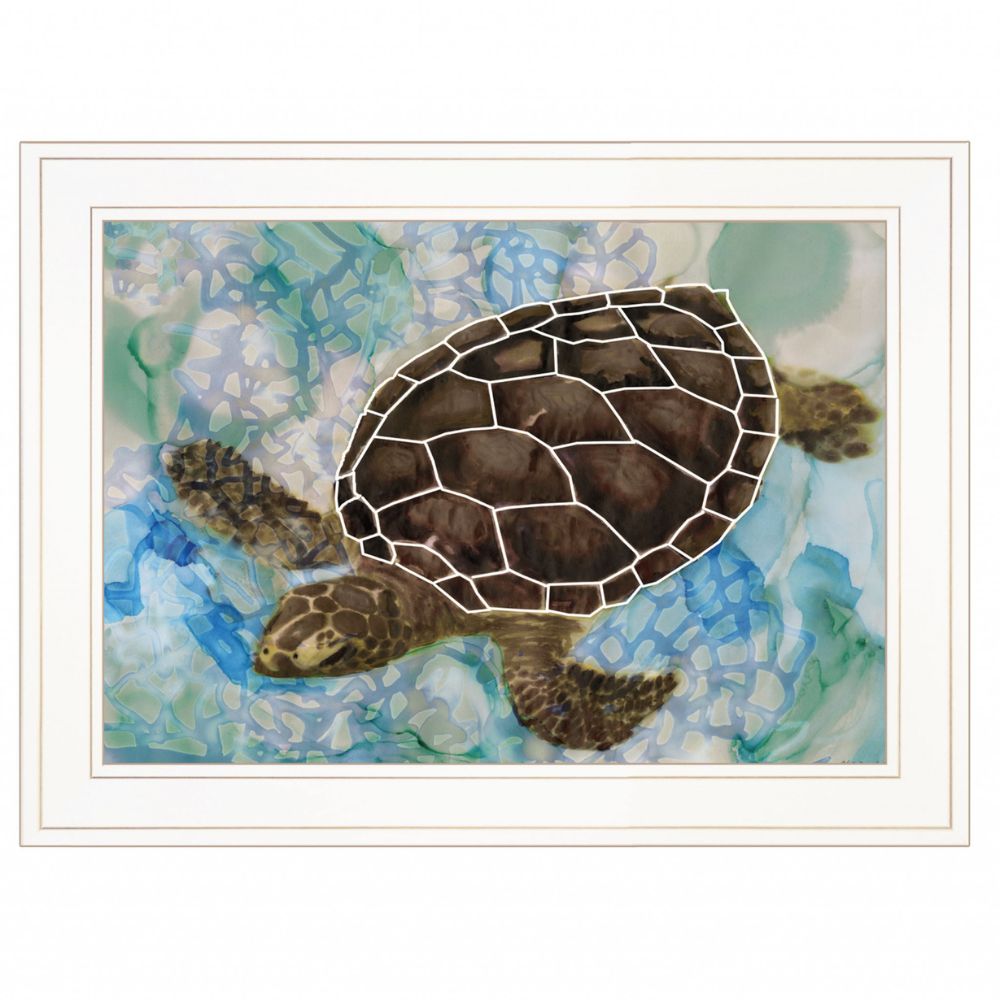 White Framed Sea Turtles Collage II 1 Print Wall Art