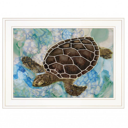 White Framed Sea Turtles Collage II 1 Print Wall Art