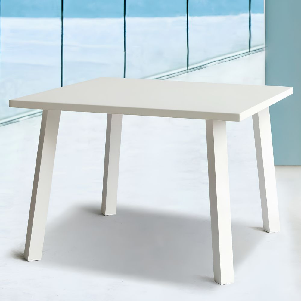Whiteline Rio Indoor/Outdoor Square Aluminum Dining Table – Matte White