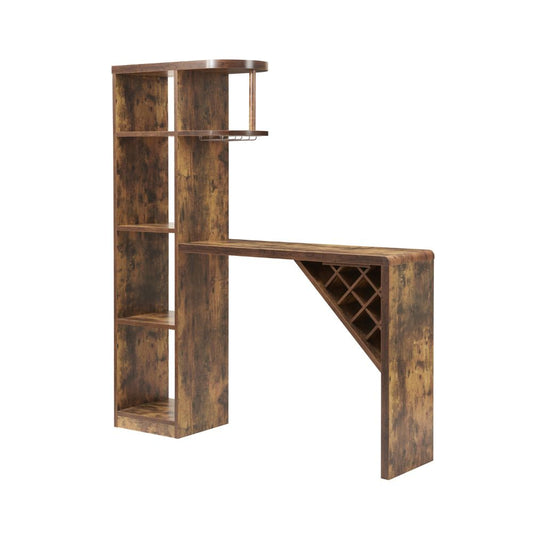 Distressed Wood Bar Table With Cabinet