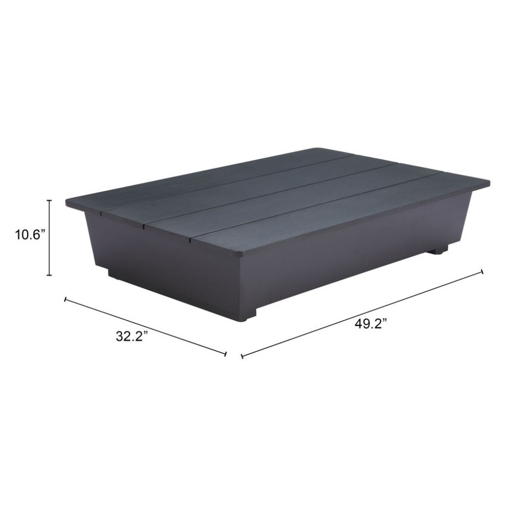 50" Black Aluminum Outdoor Coffee Table
