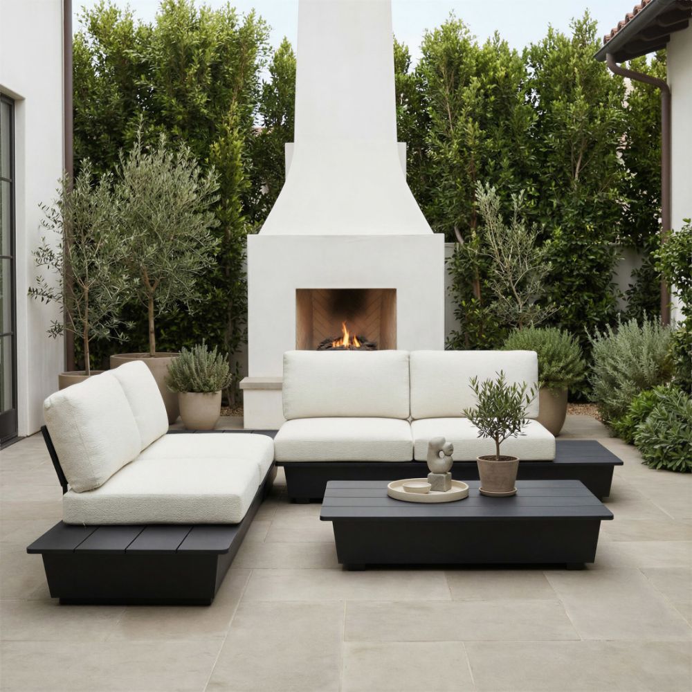 50" Black Aluminum Outdoor Coffee Table