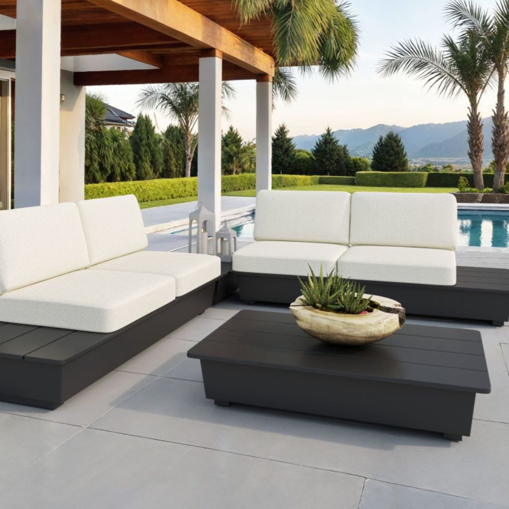 50" Black Aluminum Outdoor Coffee Table