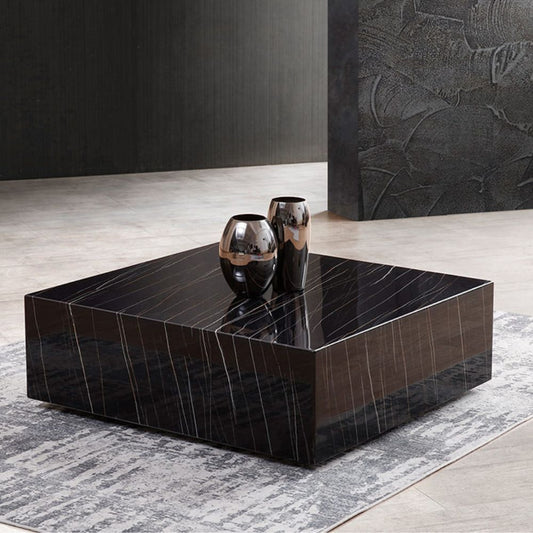 Whiteline Cube Square Marble Coffee Table