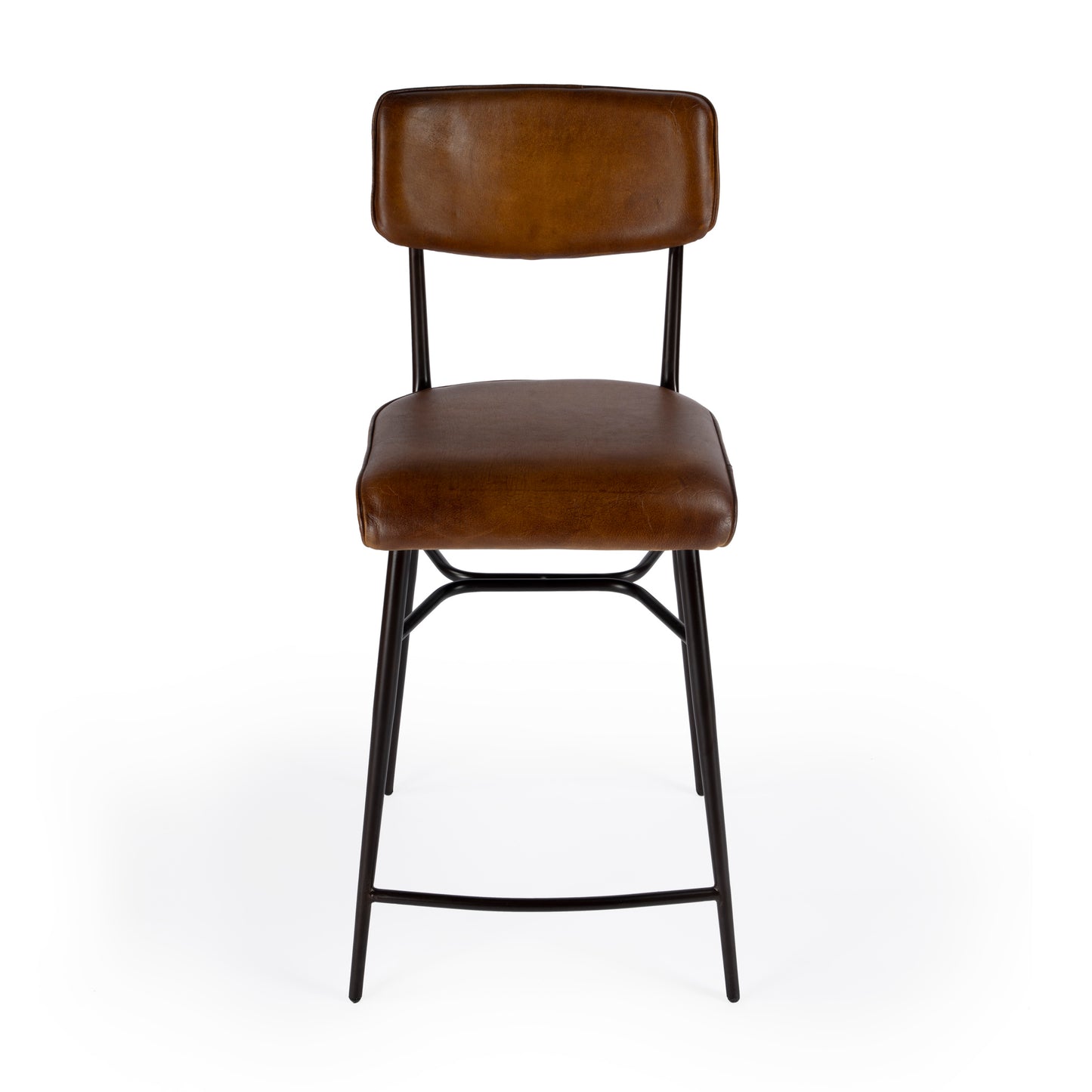 Butler Specialty Company Odessa Square Leather 26.5" Counter Stool, Medium Brown 5613344