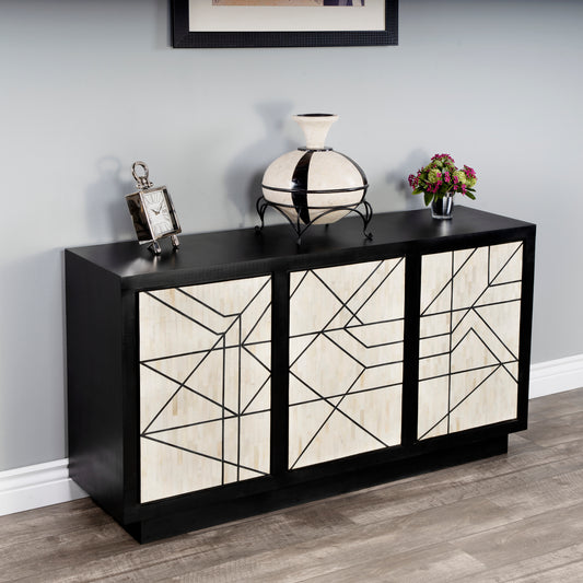 Black & White Bone Inlay Sideboard, 59" Butler Specialty Greta