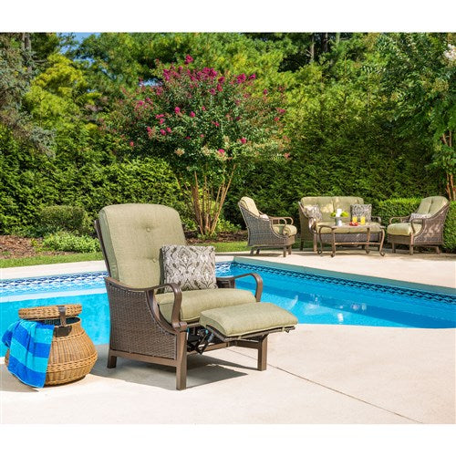 Hanover Ventura Luxury Recliner with Pillow Accessory, All-weather, Resin Weave VENTURAREC