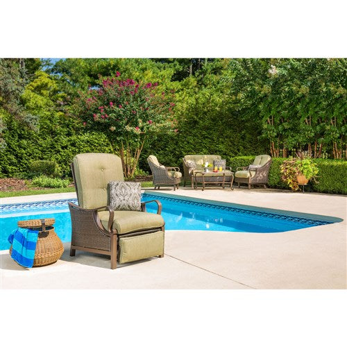 Hanover Ventura Luxury Recliner with Pillow Accessory, All-weather, Resin Weave VENTURAREC