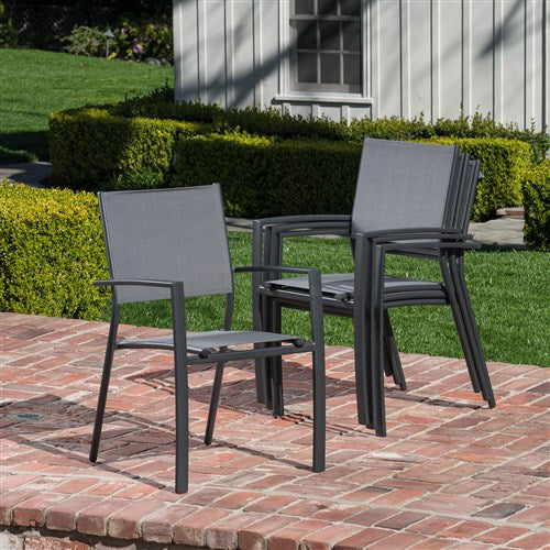 Hanover Naples 11pc Dining Set: 10 Sling Back Chairs, 1 Aluminum Table NAPLESDN11PC-GRY