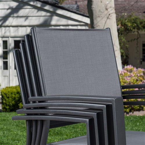 Hanover Naples 11pc Dining Set: 10 Sling Back Chairs, 1 Aluminum Table NAPLESDN11PC-GRY