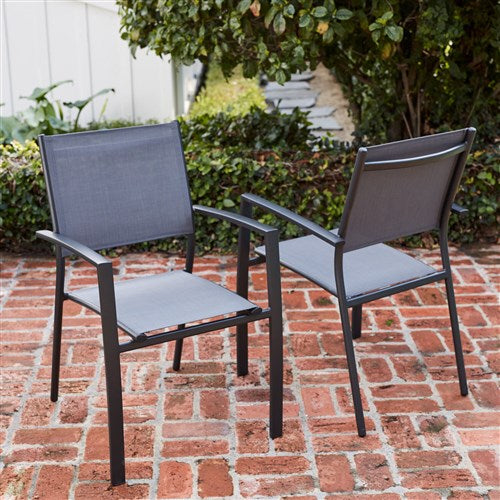 Hanover Naples 11pc Dining Set: 10 Sling Back Chairs, 1 Aluminum Table NAPLESDN11PC-GRY