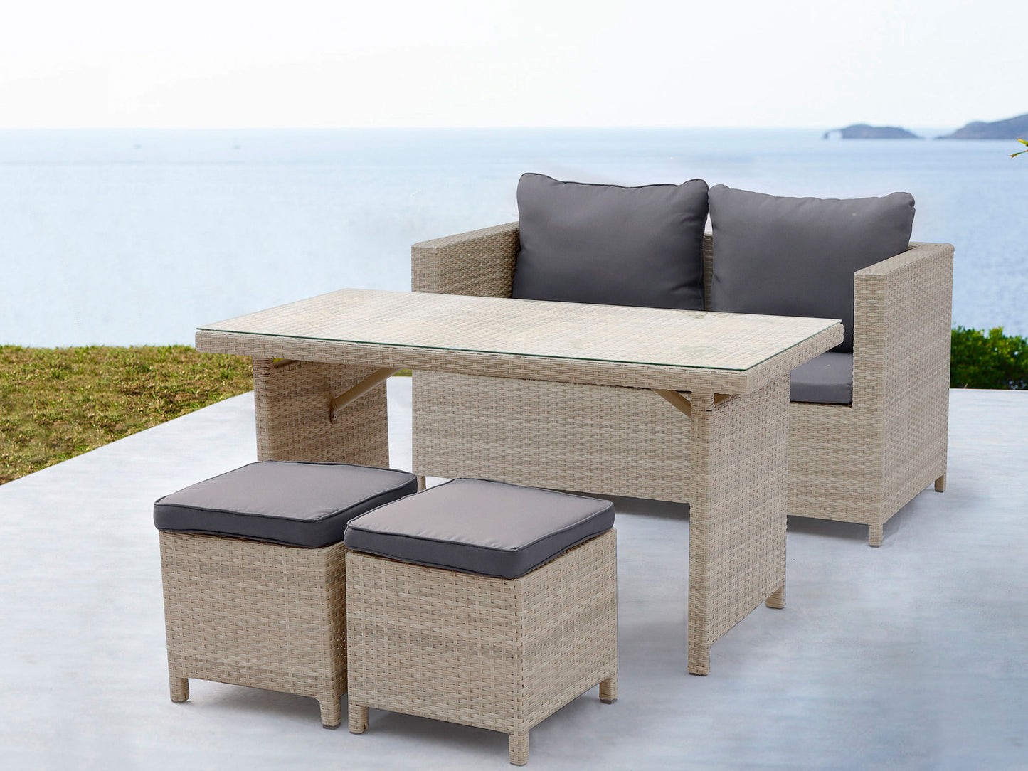 Whiteline Abbie Outdoor Dining Collection COL1692-BEI - GOLD STAR Dining