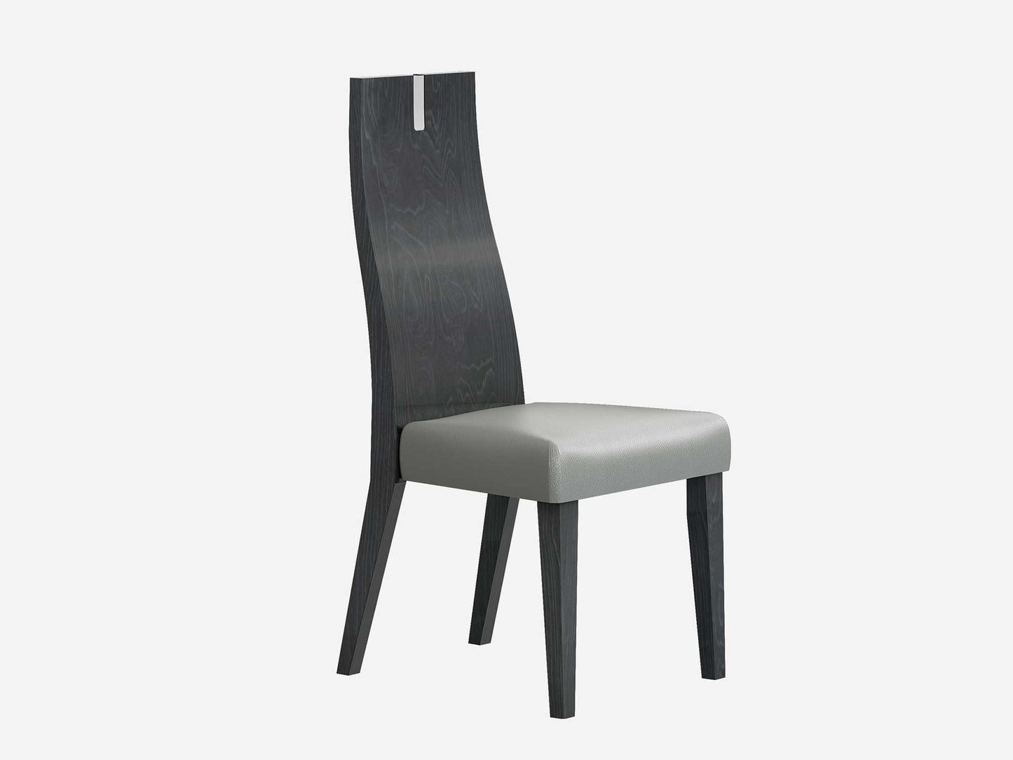 Whiteline Los Angeles Dining Chair High Gloss Grey, Grey Faux Leather Seat DC1619-GRY - GOLD STAR Dining