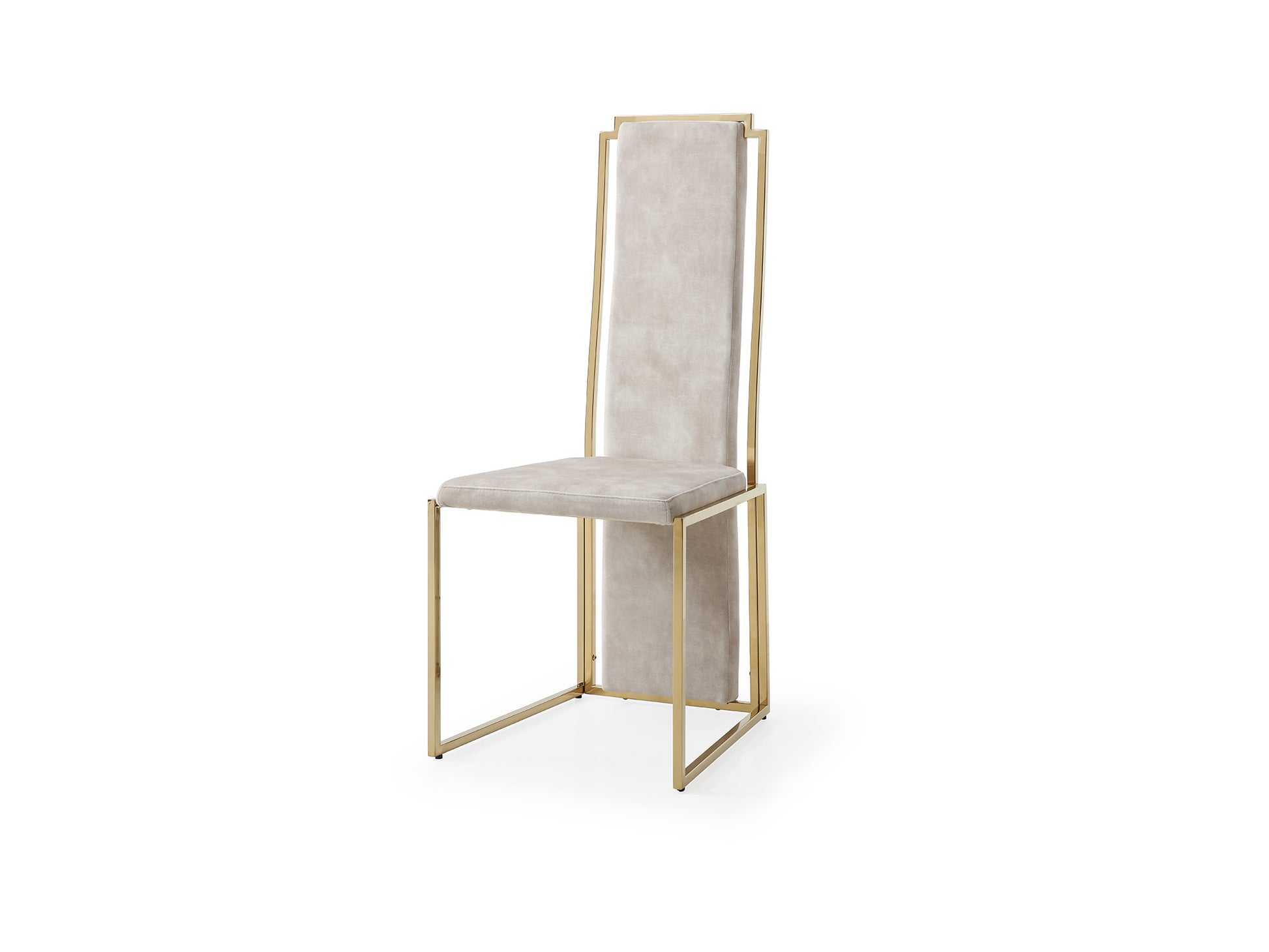 Whiteline Sumo Dining Chair, Natural adore beige fabric, Polished gold stainless steel frame. DC1658F-BEI - GOLD STAR Dining