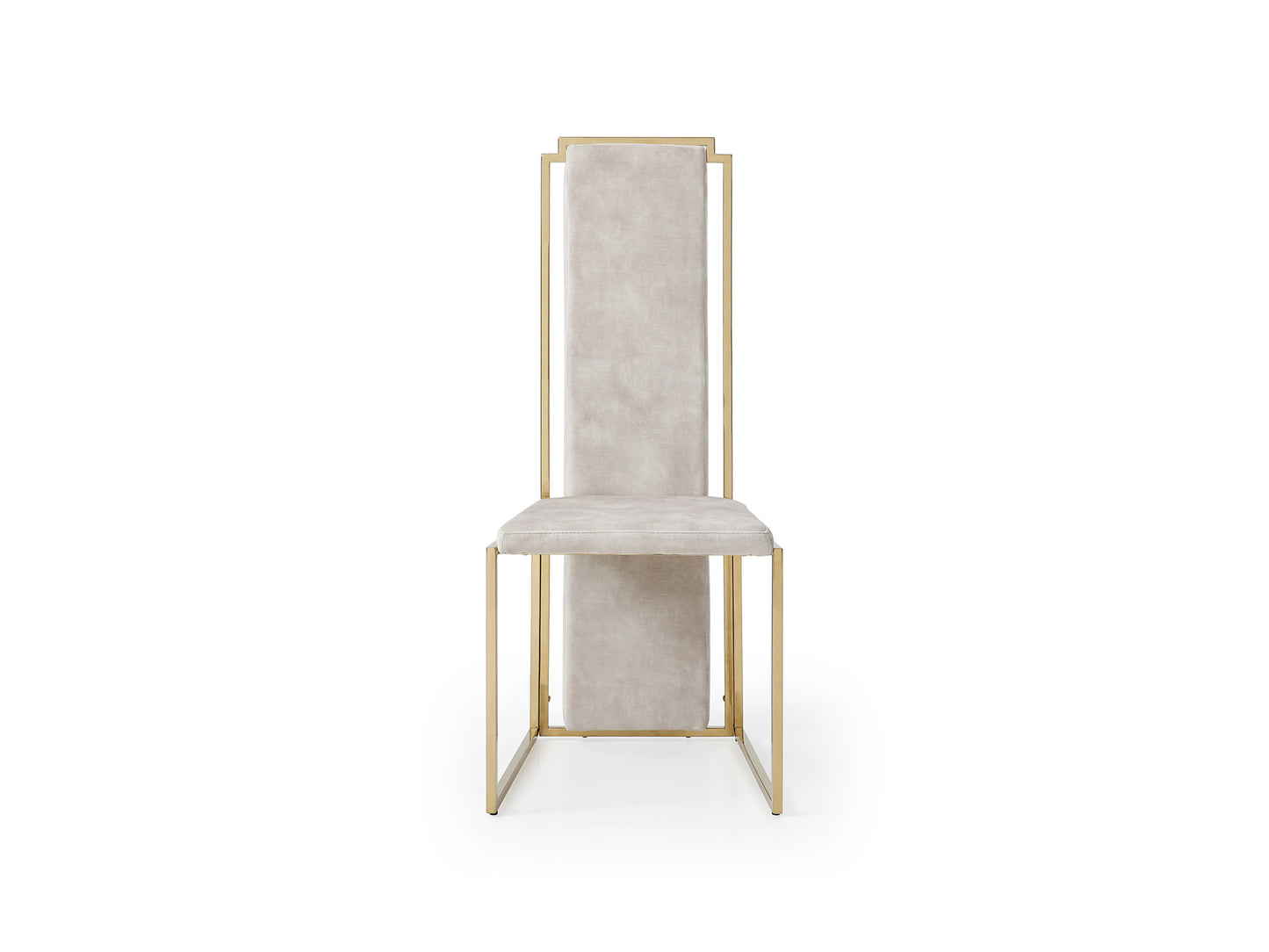 Whiteline Sumo Dining Chair, Natural adore beige fabric, Polished gold stainless steel frame. DC1658F-BEI - GOLD STAR Dining