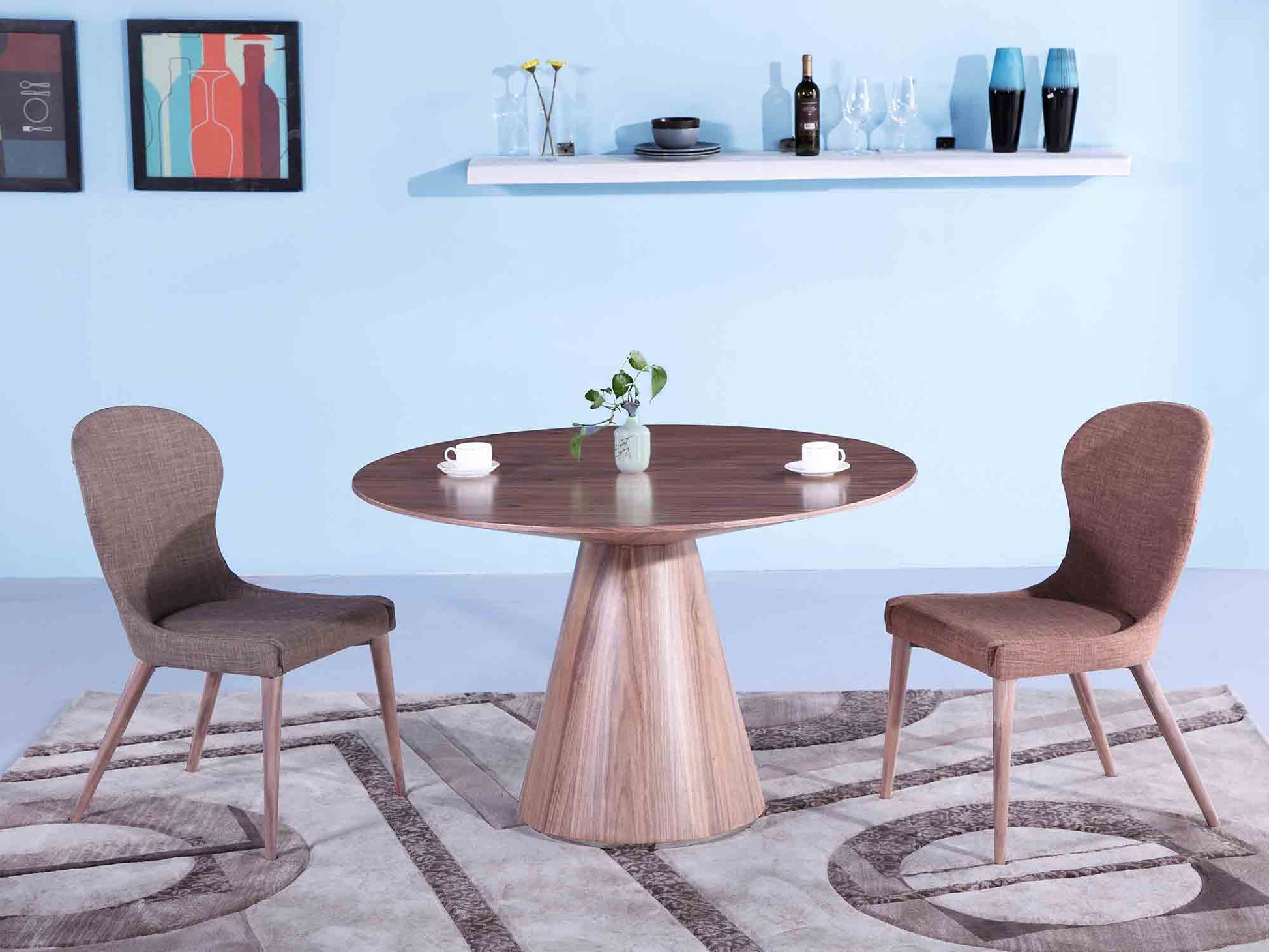 Whiteline Kira Round Dining Table - GOLD STAR Dining