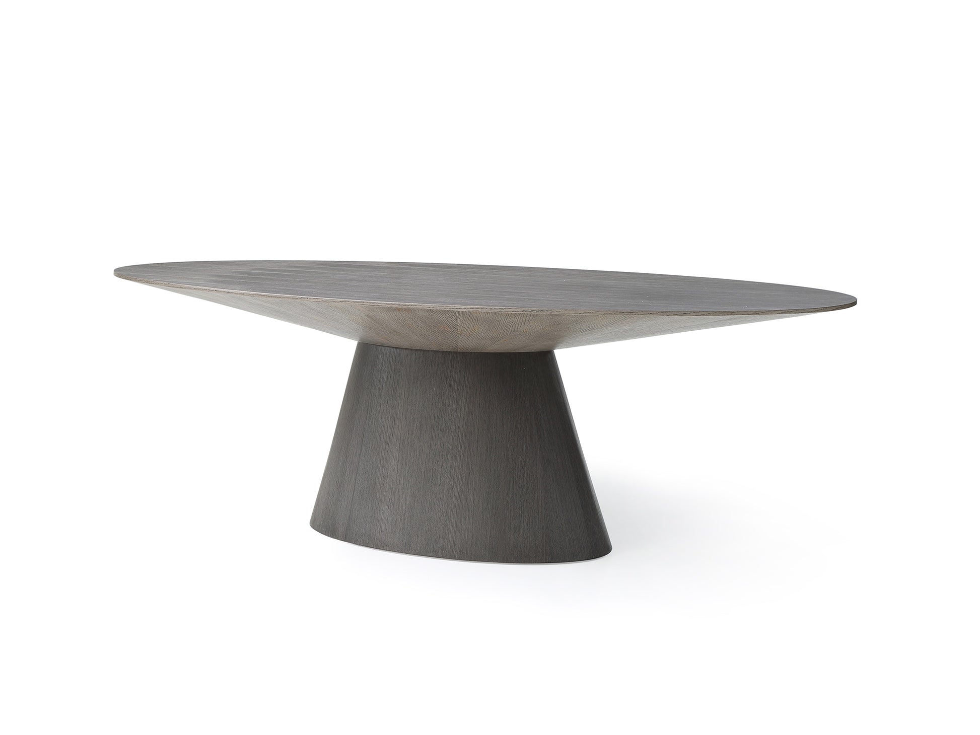 Whiteline Bruno Oval Dining Table, Grey Oak/ Walnut Veneer - GOLD STAR Dining