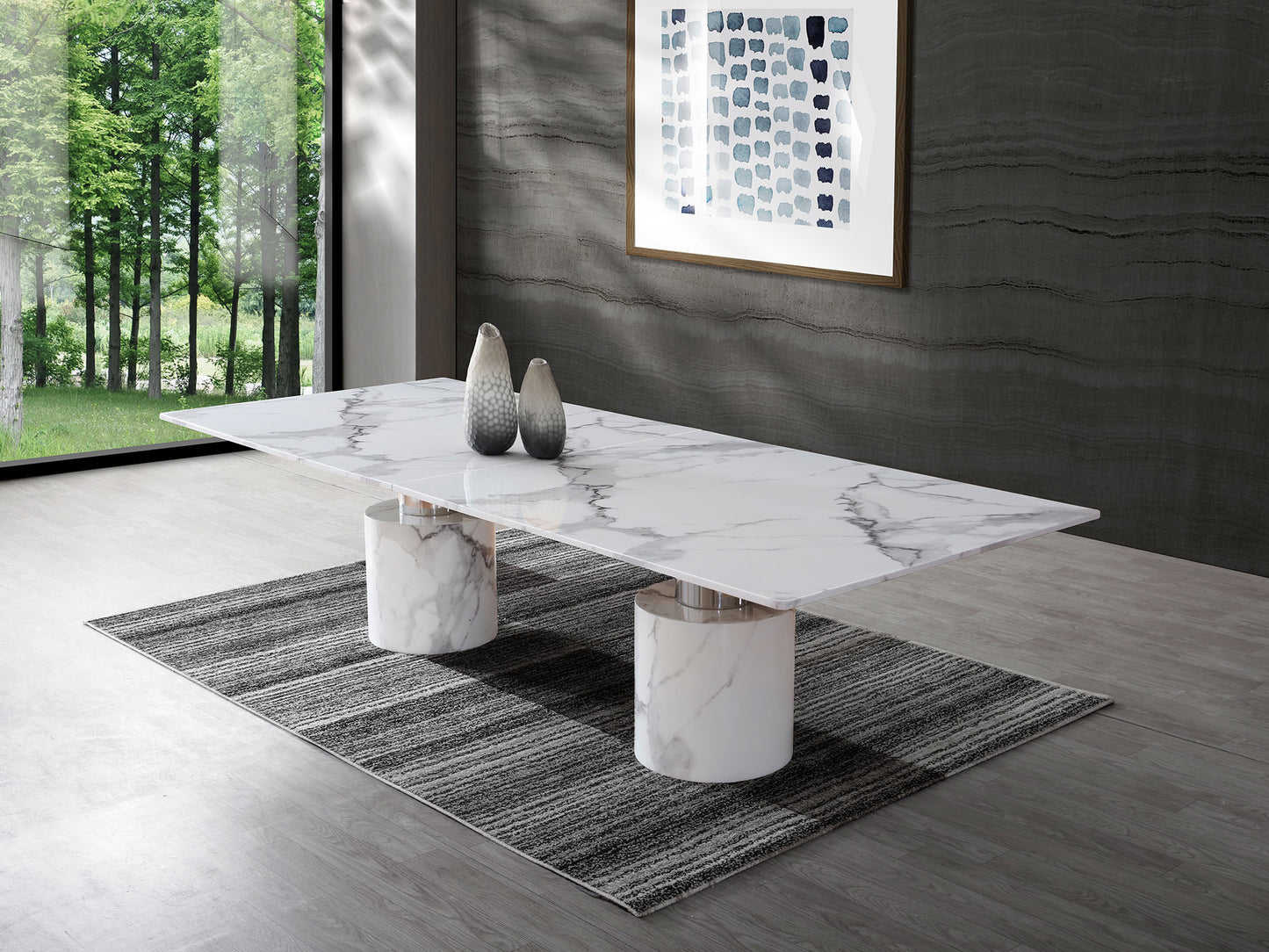 Whiteline Geneva Black/White Dining Table - GOLD STAR Dining