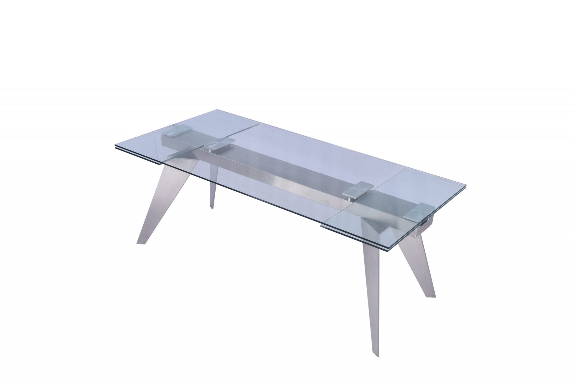 Whiteline Kristy Extendable Dining Table 1/2" Tempered Clear Glass Top DT1427 - GOLD STAR Dining