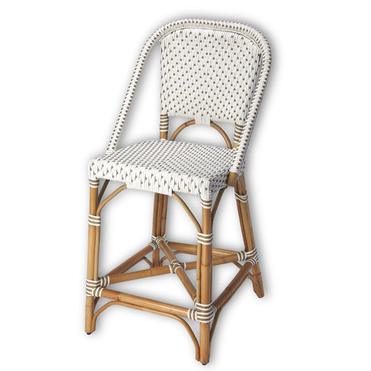 Butler Specialty Company Solstice Rattan 25" Counter Stool, White and Tan Dot 5399415