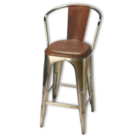 Butler Specialty Company Roland Iron & Leather 30" Barstool, Medium Brown 6130344