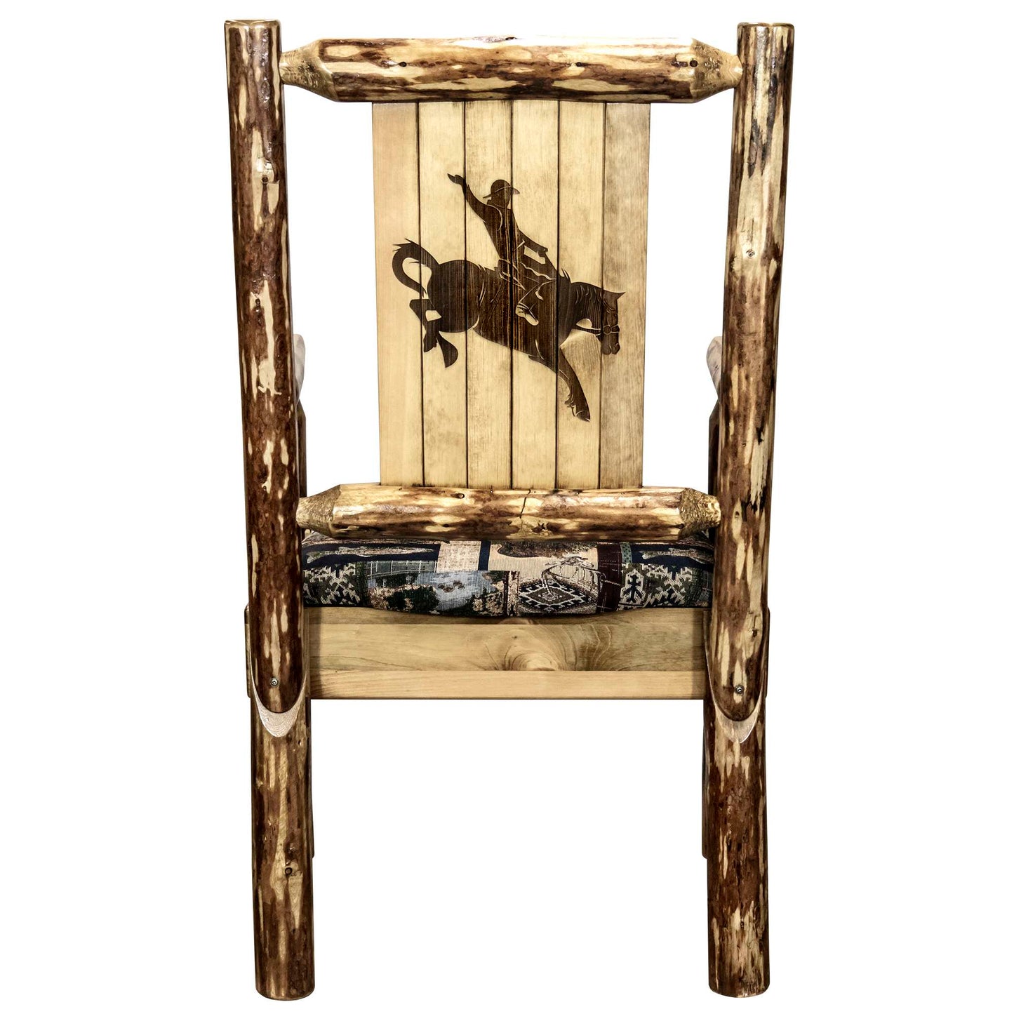 Montana Woodworks Glacier Country Collection Captain's Chair, Woodland Upholstery w/ Laser Engraved Design