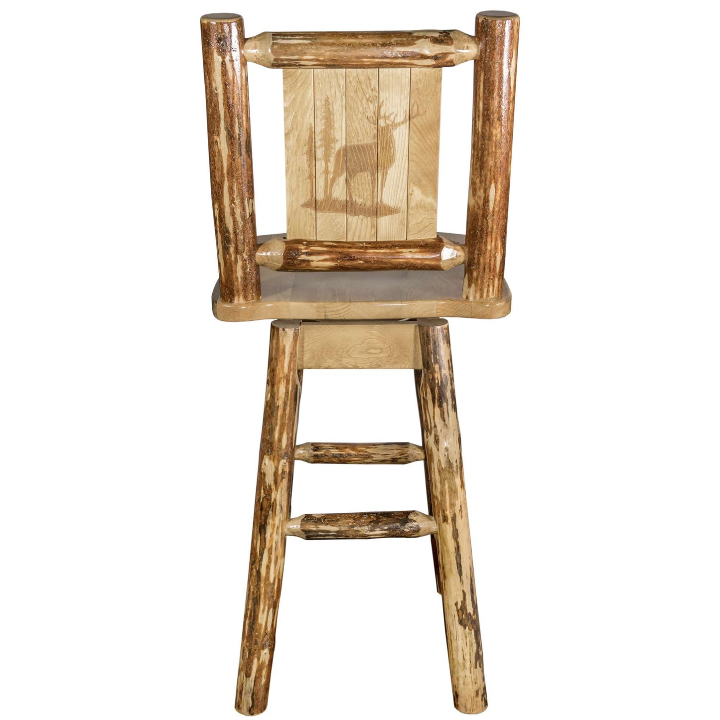 Montana Woodworks Glacier Country Collection Barstool w/ Back & Swivel/ w/ Laser Engraved Design