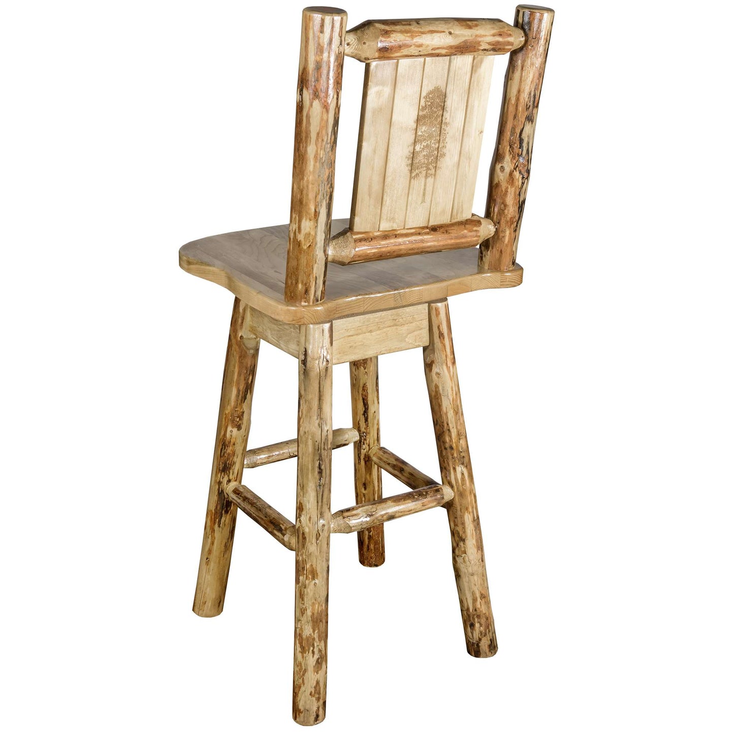 Montana Woodworks Glacier Country Collection Barstool w/ Back & Swivel/ w/ Laser Engraved Design