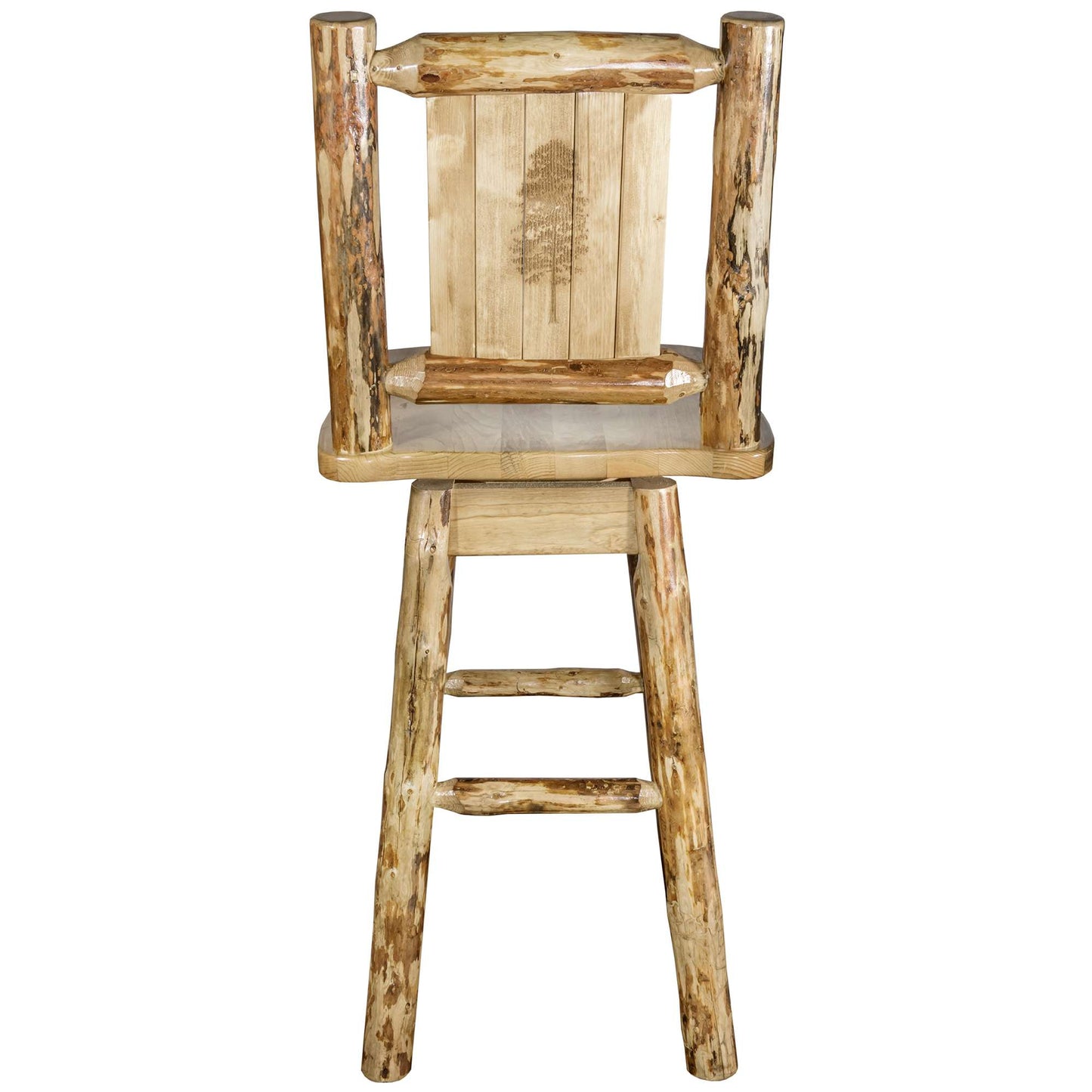 Montana Woodworks Glacier Country Collection Barstool w/ Back & Swivel/ w/ Laser Engraved Design