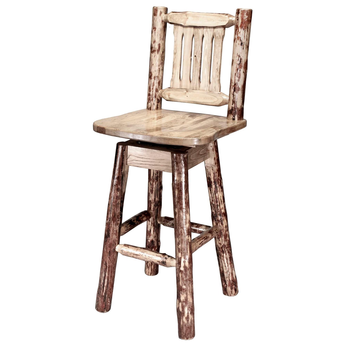 Montana Woodworks Glacier Country Collection Barstool w/ Back & Swivel/ w/ Laser Engraved Design