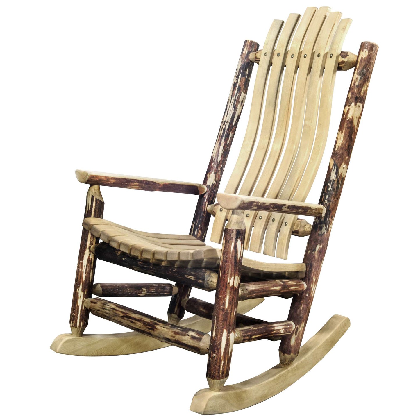 Montana Woodworks  Glacier Country Collection Adult Log Rocker, Exterior Stain Finish MWGCLREXT