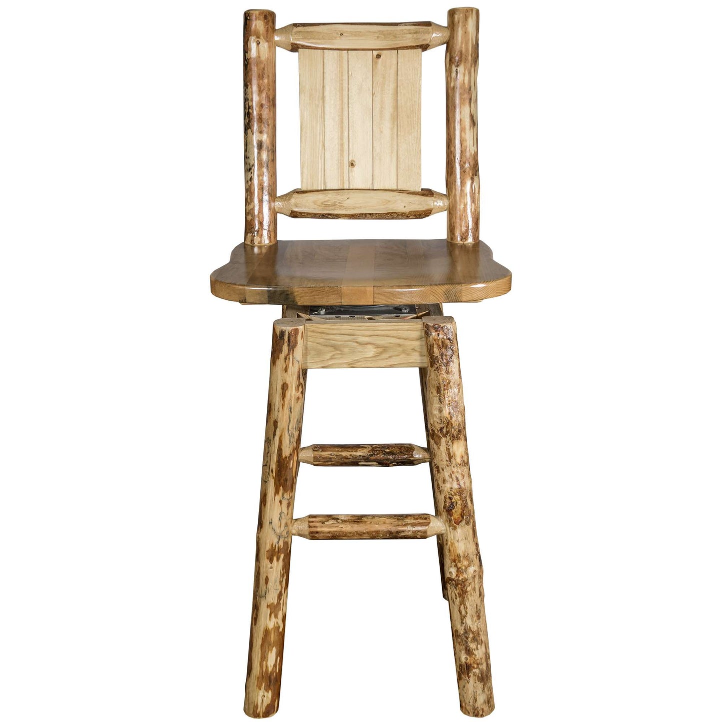 Montana Woodworks Glacier Country Collection Barstool w/ Back & Swivel/ w/ Laser Engraved Design