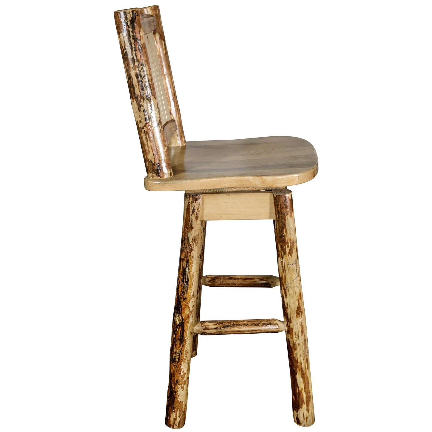 Montana Woodworks Glacier Country Collection Barstool w/ Back & Swivel/ w/ Laser Engraved Design