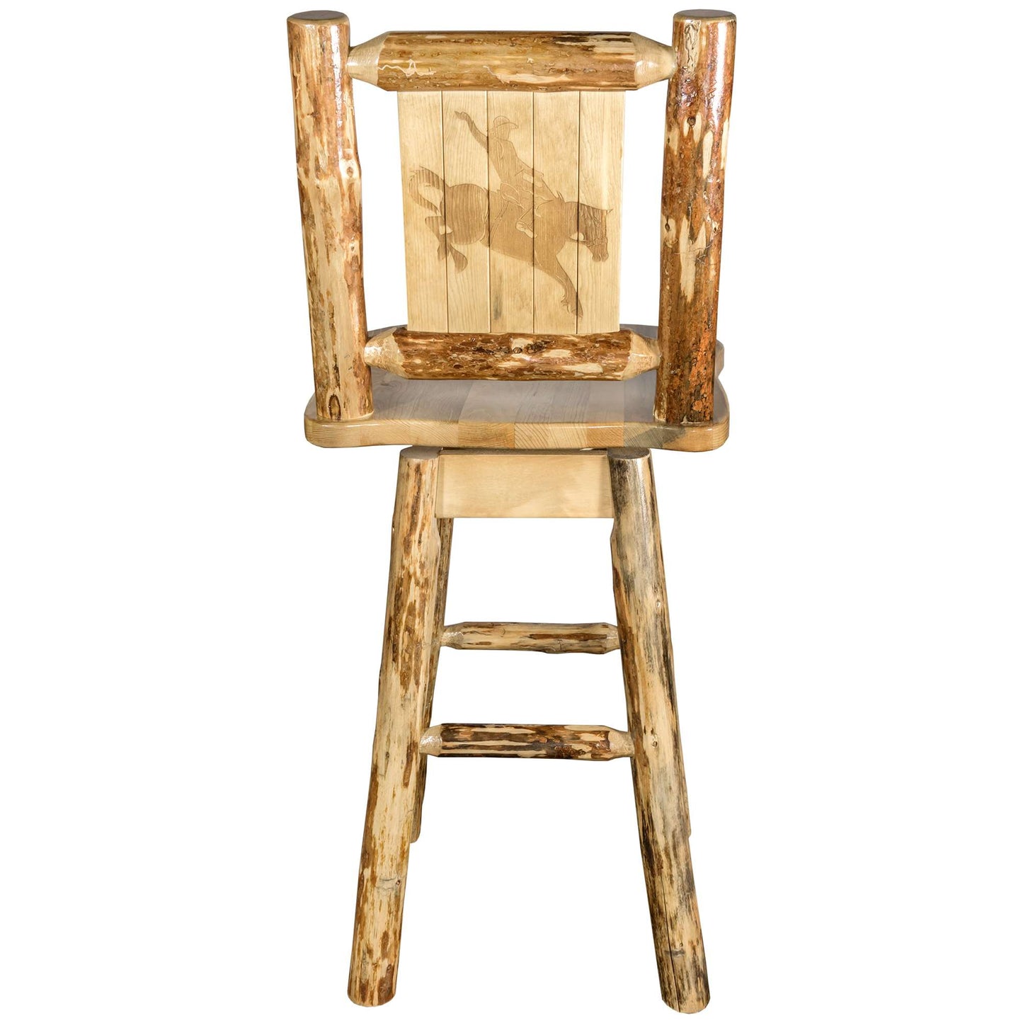 Montana Woodworks Glacier Country Collection Barstool w/ Back & Swivel/ w/ Laser Engraved Design