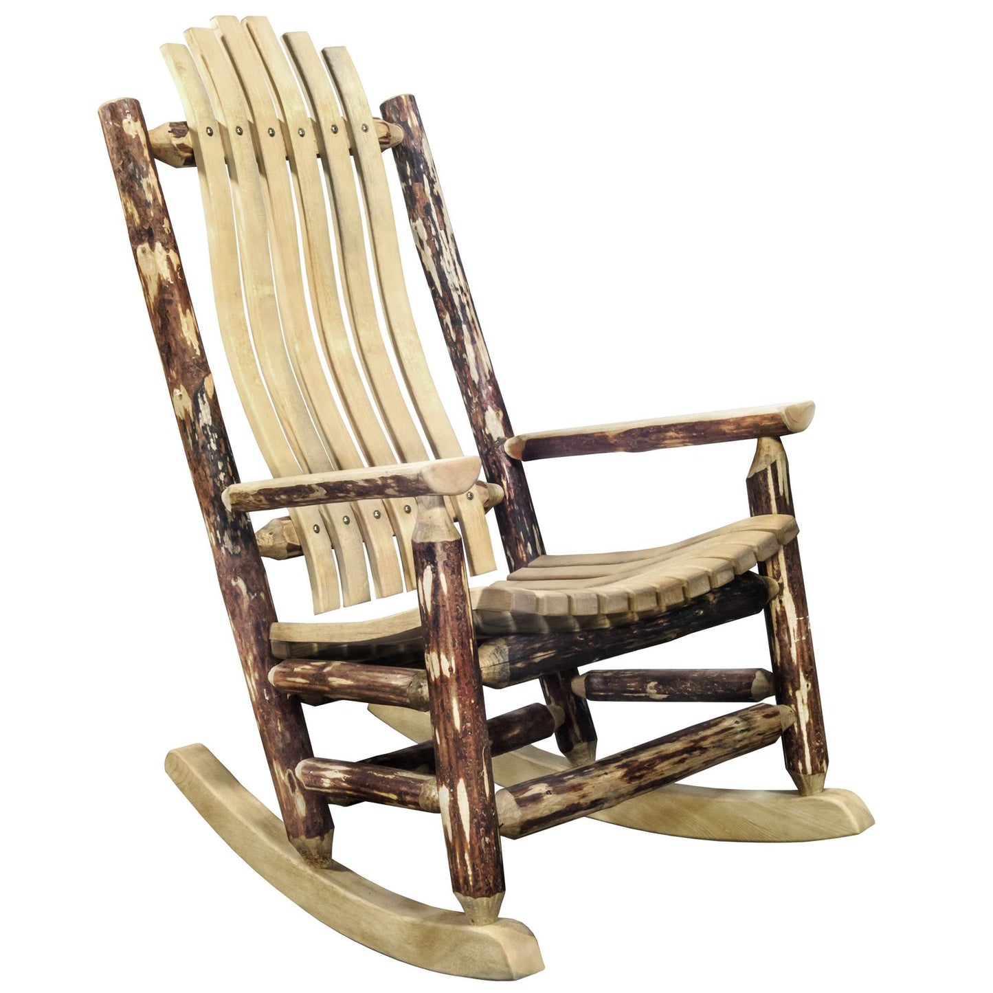 Montana Woodworks  Glacier Country Collection Adult Log Rocker, Exterior Stain Finish MWGCLREXT