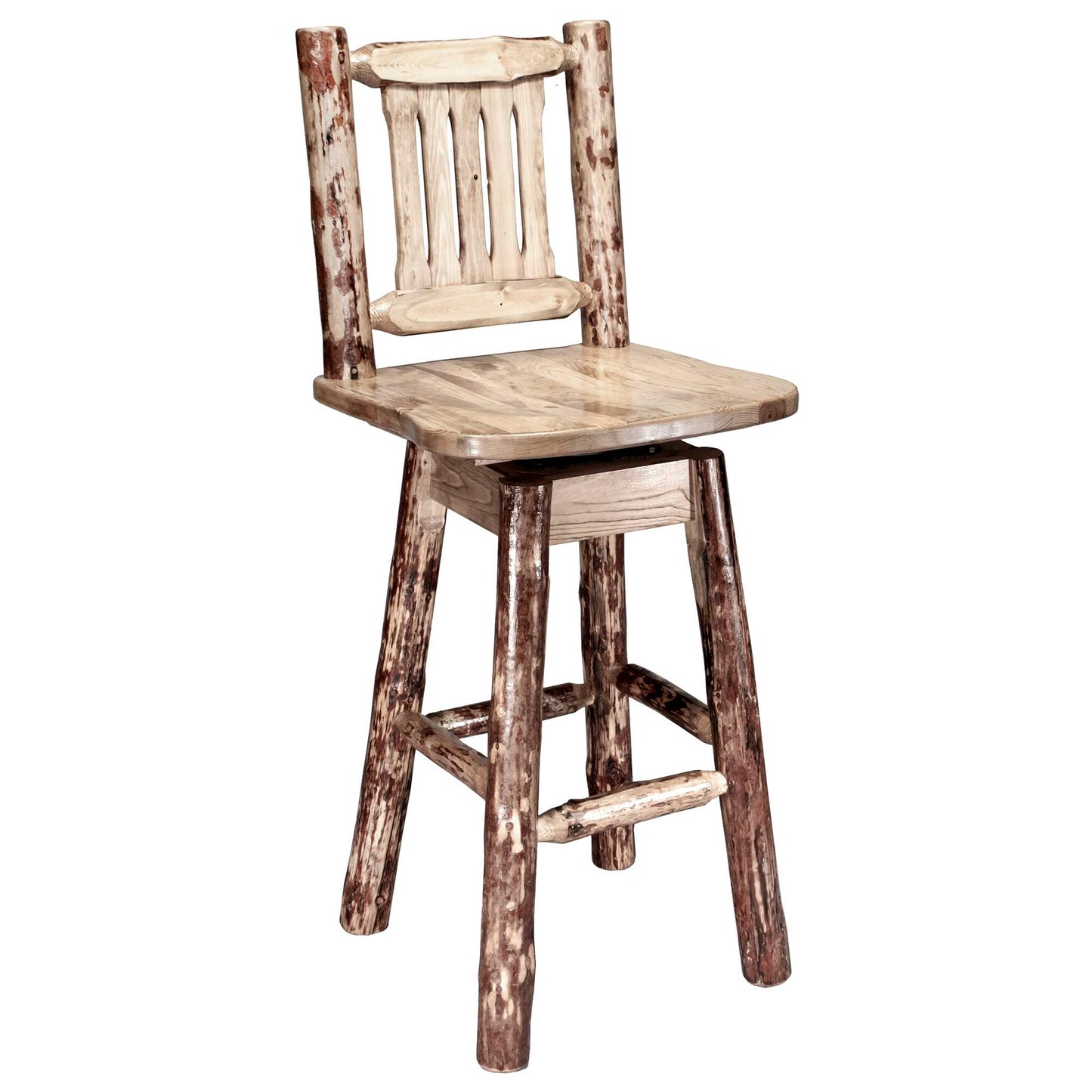 Montana Woodworks Glacier Country Collection Barstool w/ Back & Swivel/ w/ Laser Engraved Design